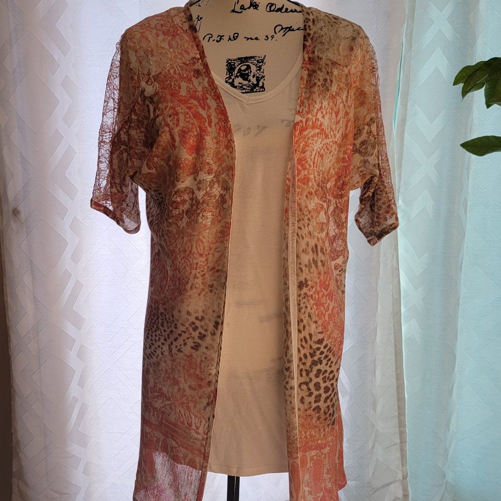 Chicos Paisley Animal Prescott Lightweight Cardigan NWT